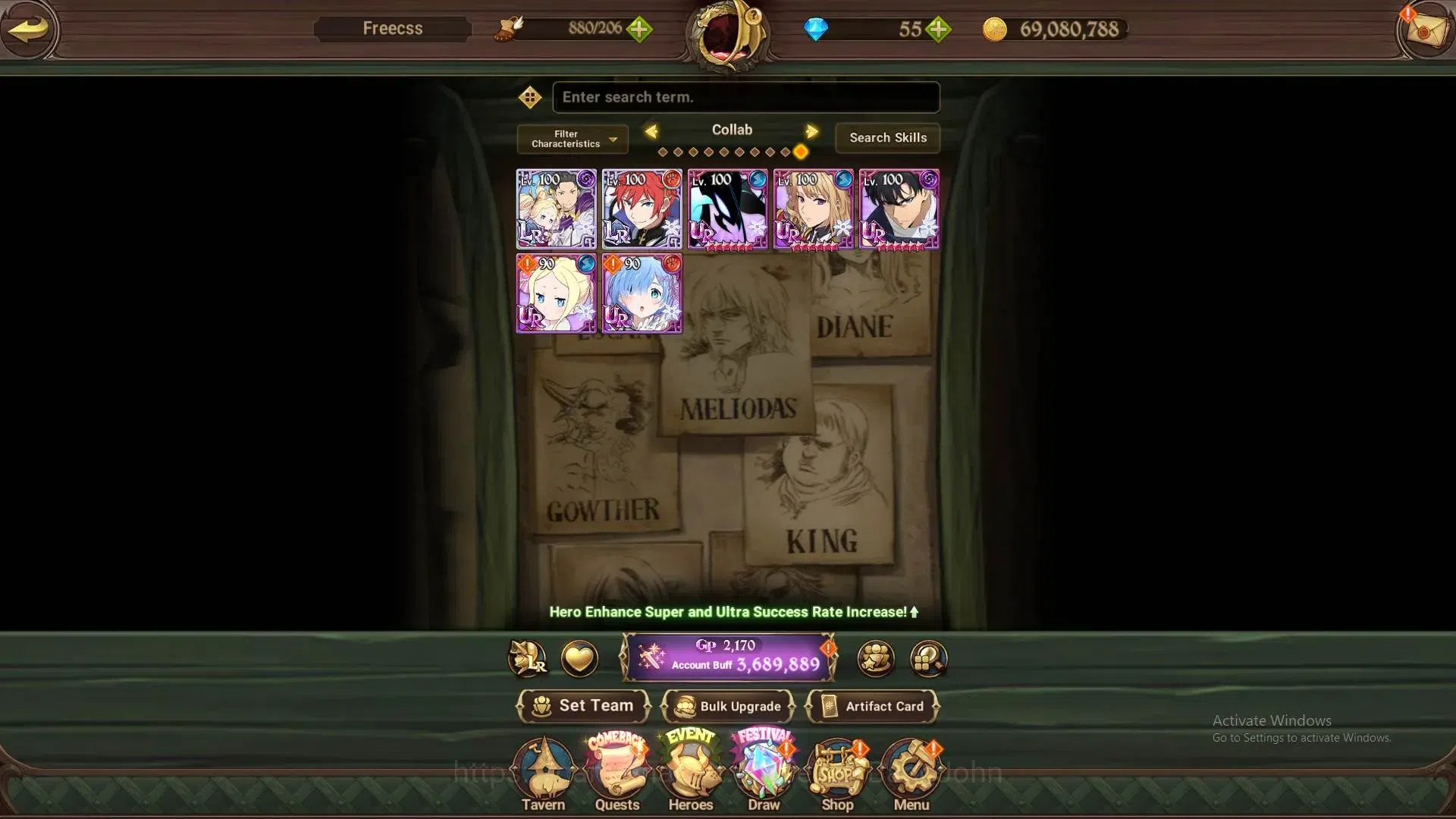 The Seven Deadly Sins: Grand Cross Accounts Global | 3.68M CC|LR 8|UR 9|LR Nemesis Meliodas Ma image 13