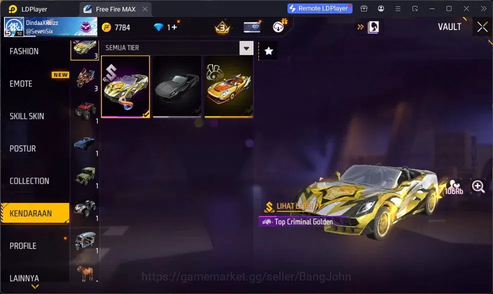 Free Fire Accounts Indonesia | Vault 190 | EVO GROZA-BANG! | Bundle B image 11