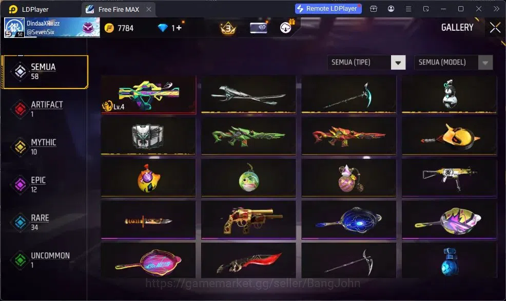Free Fire Accounts Indonesia | Vault 190 | EVO GROZA-BANG! | Bundle B image 6