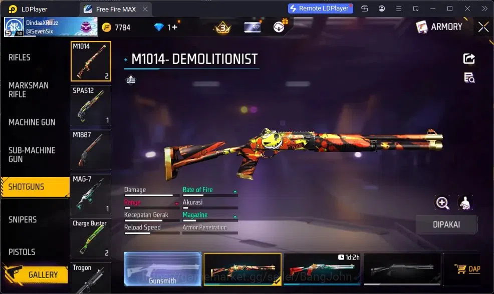 Free Fire Accounts Indonesia | Vault 190 | EVO GROZA-BANG! | Bundle B image 7