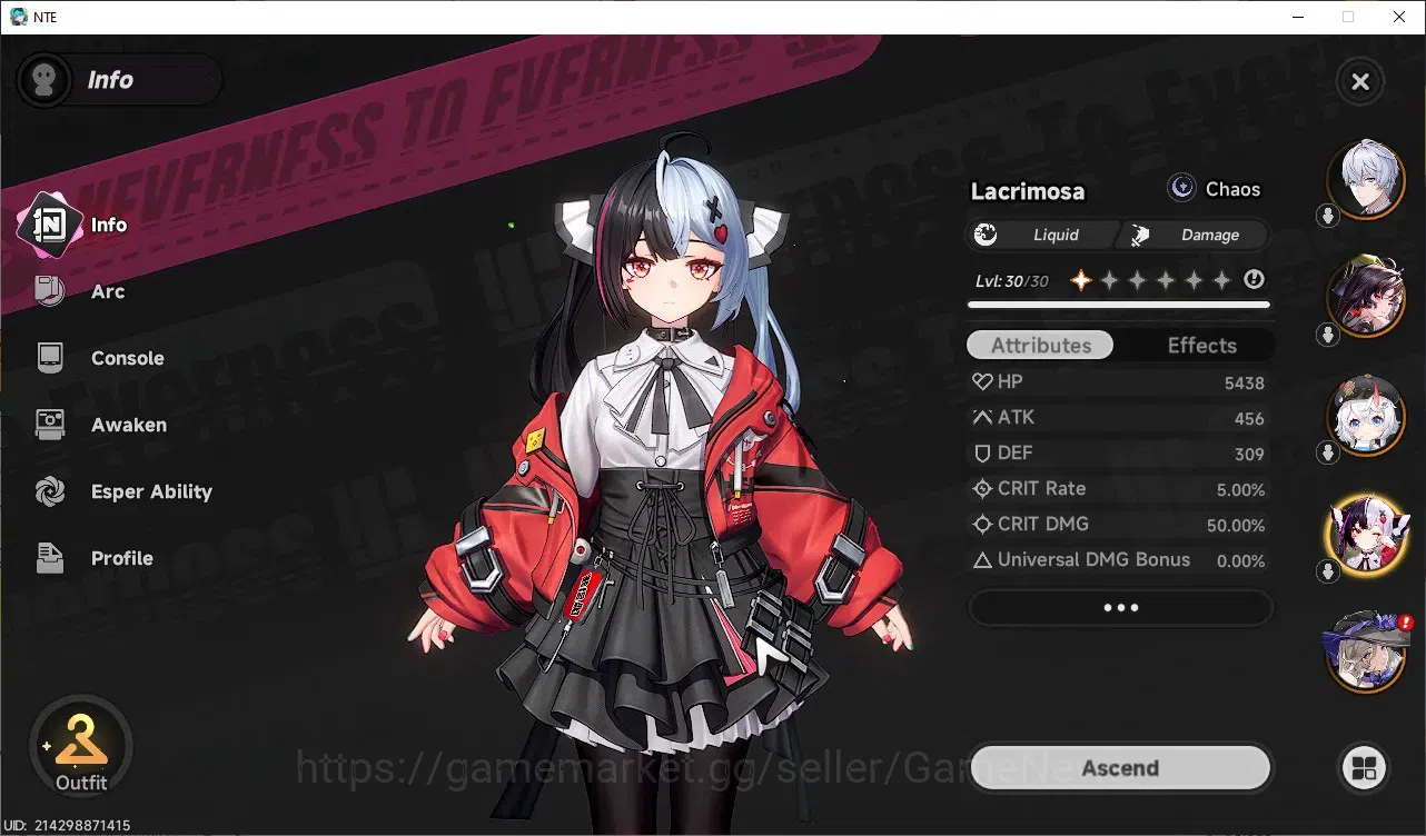 Neverness to Everness Accounts GLOBAL SEA|HL 13|TL 2|6 SSR Lacrimosa,Hotori,Jiuyu image 3