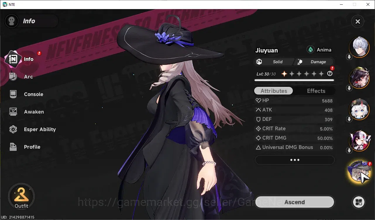 Neverness to Everness Accounts GLOBAL SEA|HL 13|TL 2|6 SSR Lacrimosa,Hotori,Jiuyu image 6