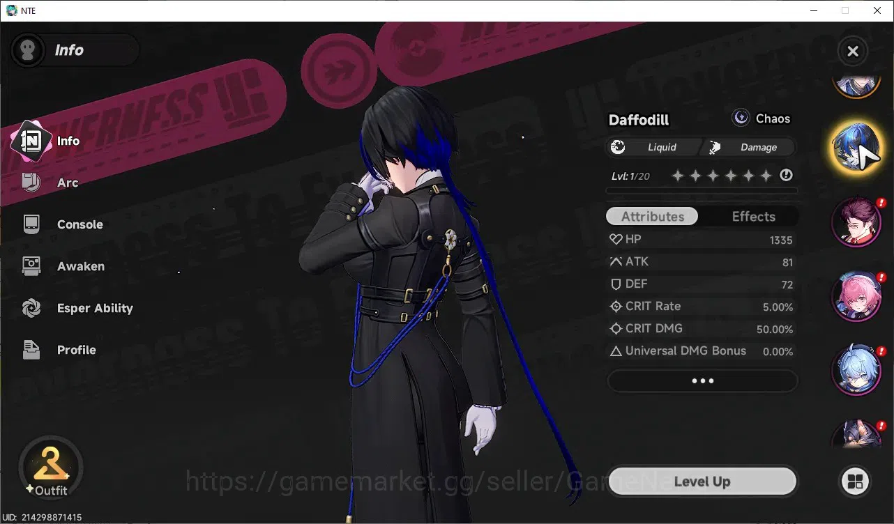 Neverness to Everness Accounts GLOBAL SEA|HL 13|TL 2|6 SSR Lacrimosa,Hotori,Jiuyu image 9