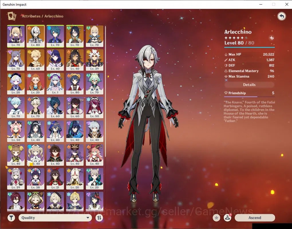 Genshin Impact Accounts ASIA|AR 50|4 Limited+40(*4Character)|Arlecch,Raide image 3