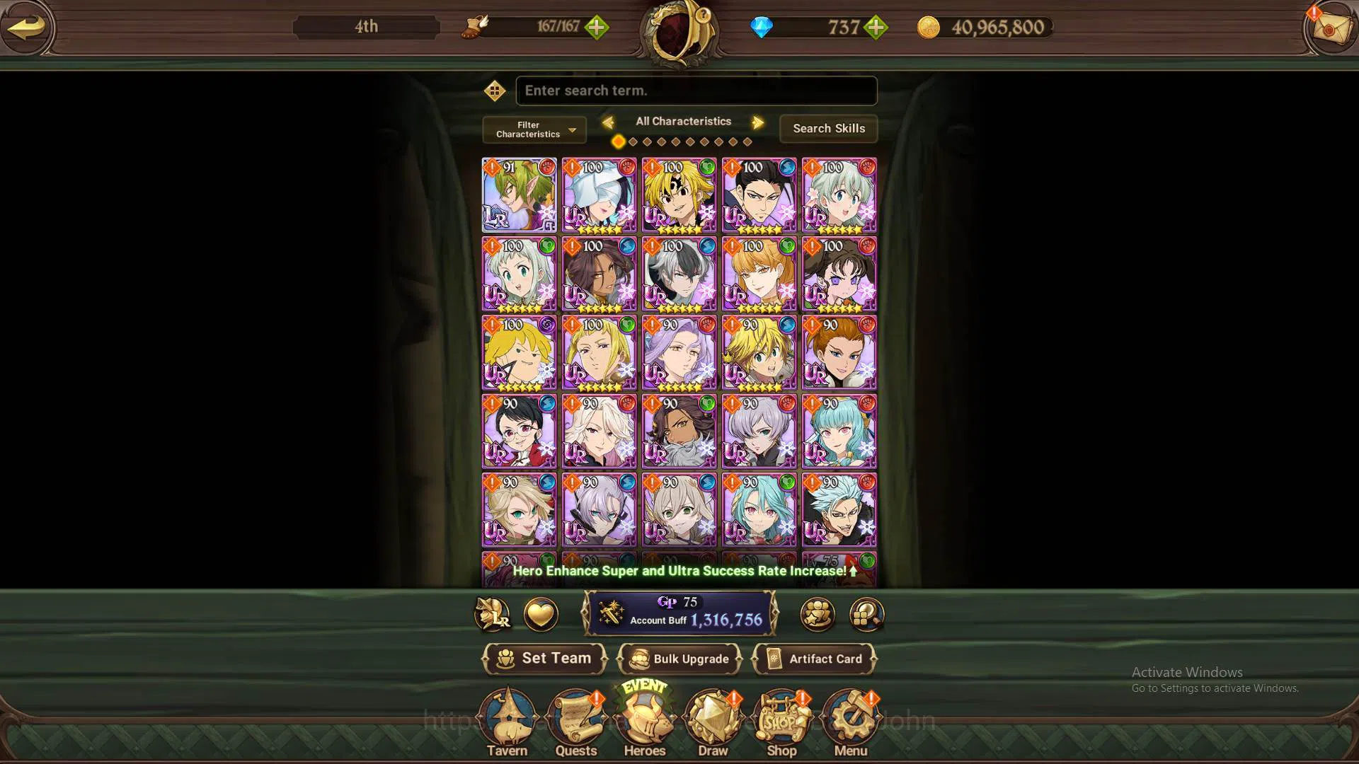 The Seven Deadly Sins: Grand Cross Accounts Others GLOBAL|1.3M CC|DM 737|LR Helbram|5 UR 4