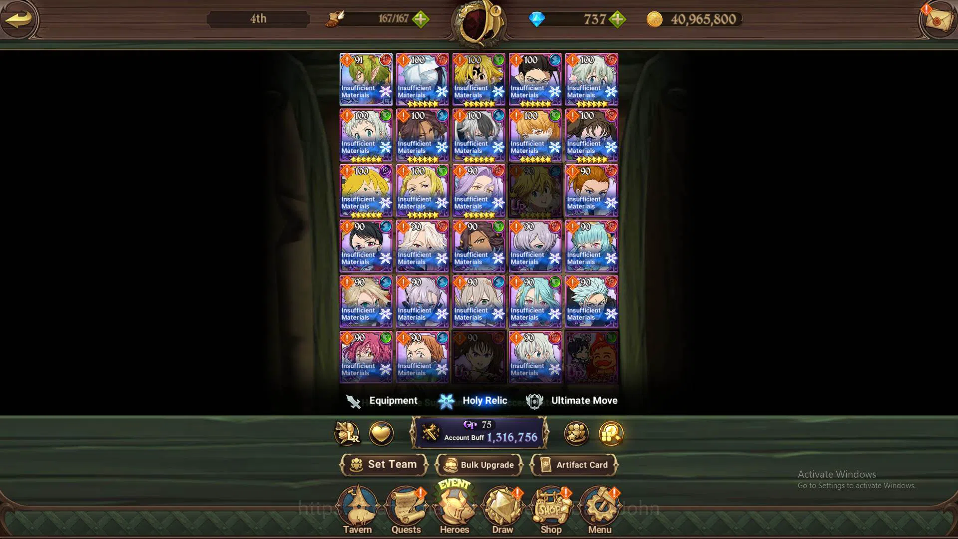 The Seven Deadly Sins: Grand Cross Accounts Others GLOBAL|1.3M CC|DM 737|LR Helbram|5 UR 5