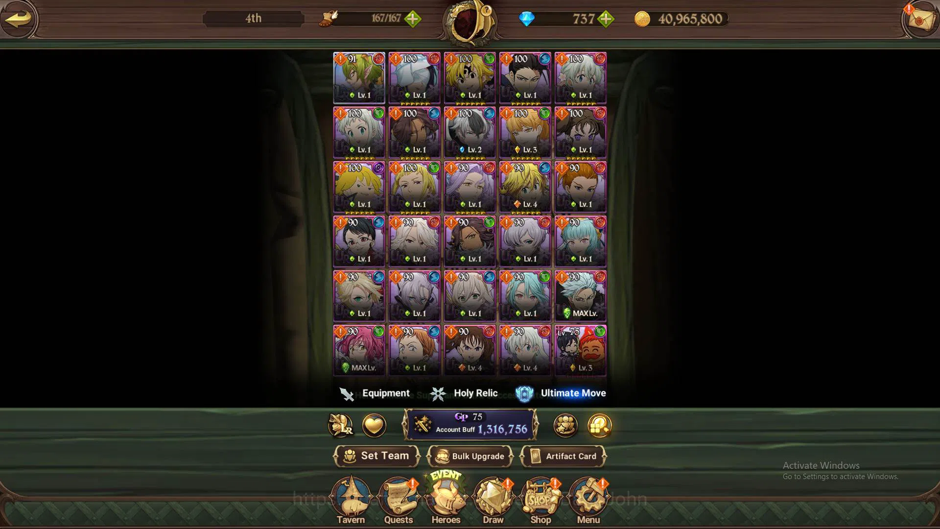 The Seven Deadly Sins: Grand Cross Accounts Others GLOBAL|1.3M CC|DM 737|LR Helbram|5 UR 6