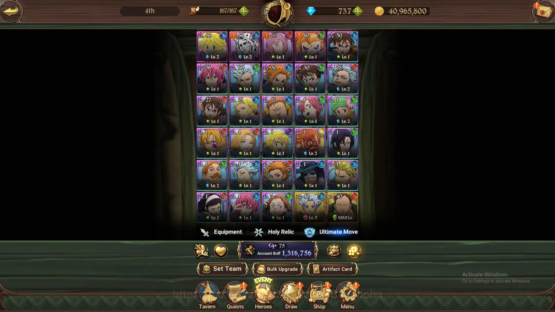 The Seven Deadly Sins: Grand Cross Accounts Others GLOBAL|1.3M CC|DM 737|LR Helbram|5 UR 7