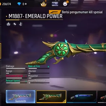 Free Fire Accounts Indonesia | 2 EVO AN94 - Evil Howler,AUG-Blazing Fracture|M1887-Eemrald Power,Mamba Gnaw|Electrify