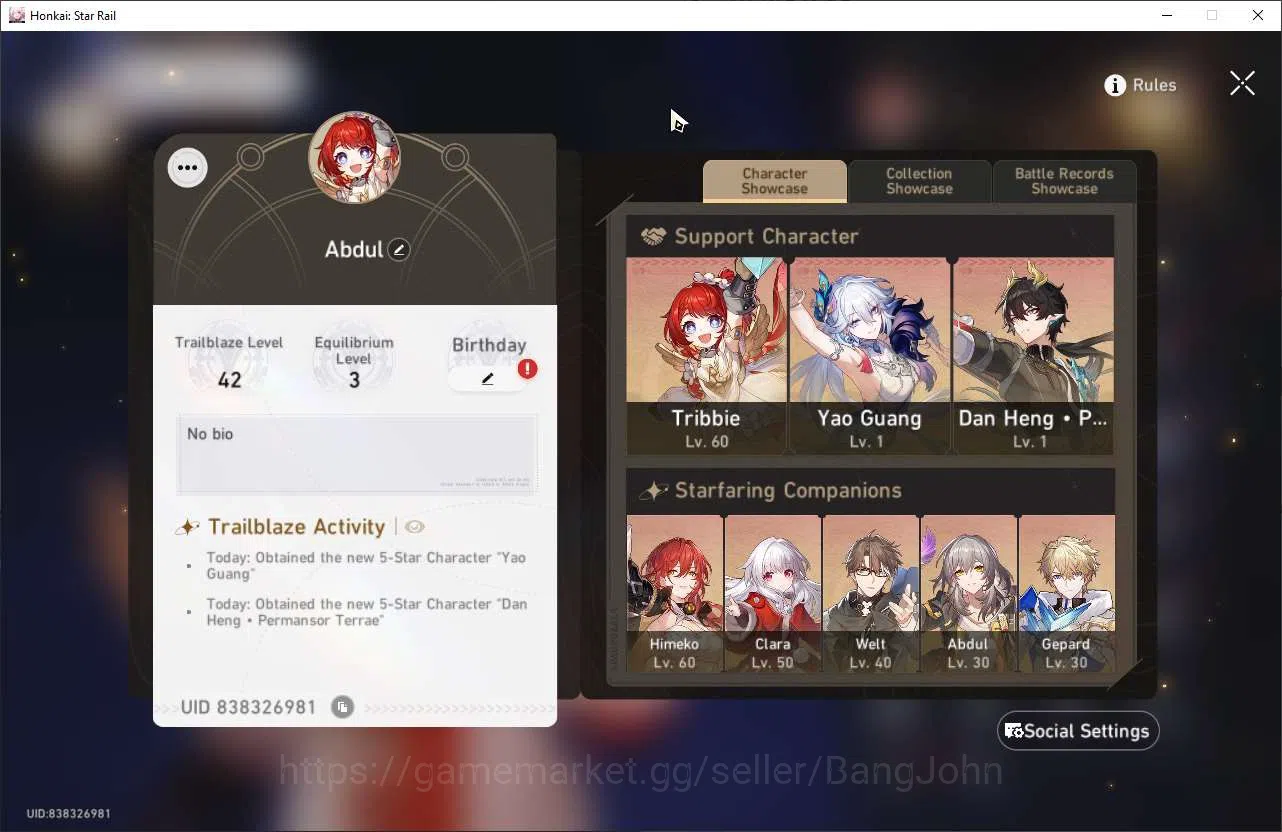 Honkai Star Rail Accounts ASIA | TL42 | Tribbie, Yao Guang, Dan Heng PT | Hi image 15