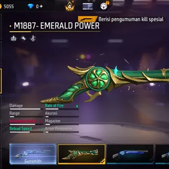 Free Fire Accounts Indonesia | 1 EVO (AK47 Lv.4) | M1887- Emerald Power, Mamba Gnaw | Electrify Bunny Bp | 3 Naruto Bundle