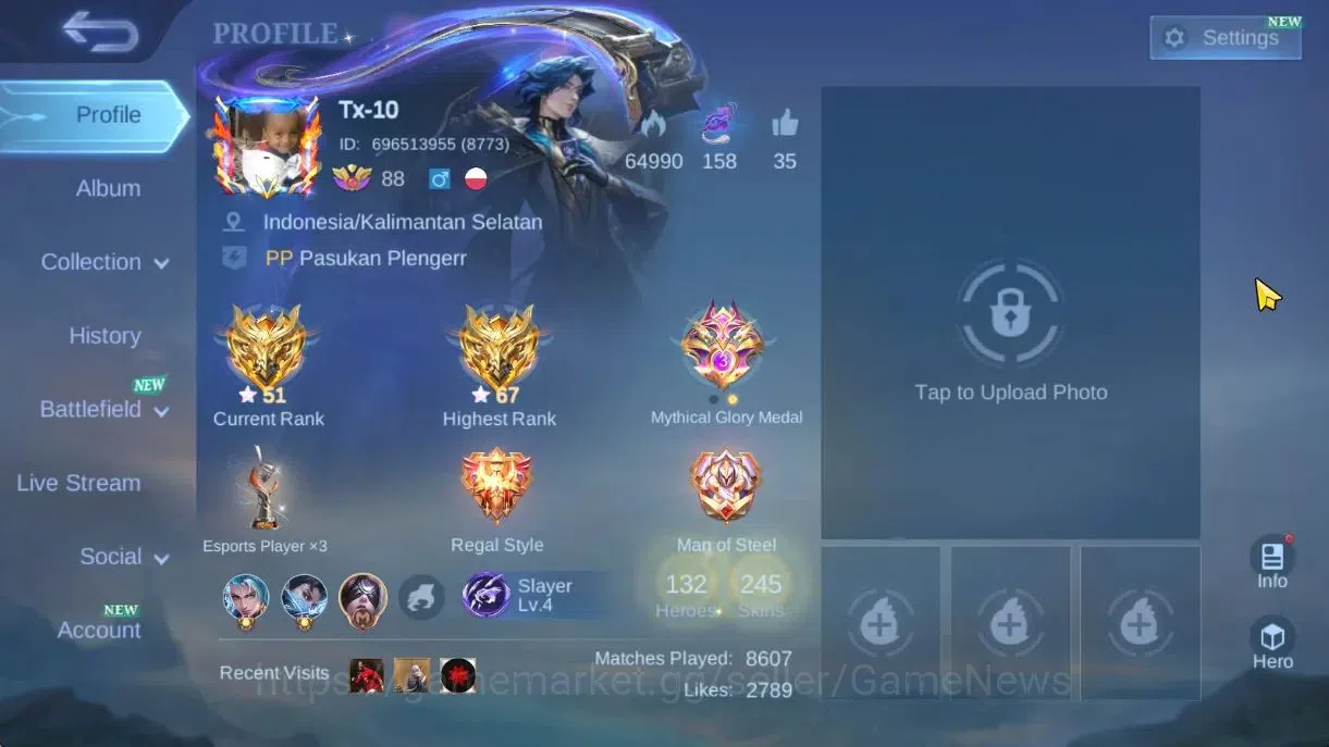Mobile Legends: Bang Bang Accounts Hero 132|Skin 245|High Glory 67|Tranformers Roger, image 2