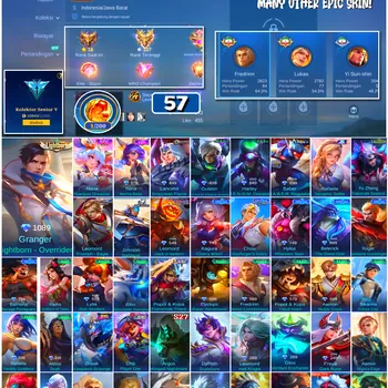 Mobile Legends: Bang Bang Accounts #4671 57 Skins | Nana Mecha Baby (EPIC) | Nana Stardust Dreamer (EPIC) | Granger