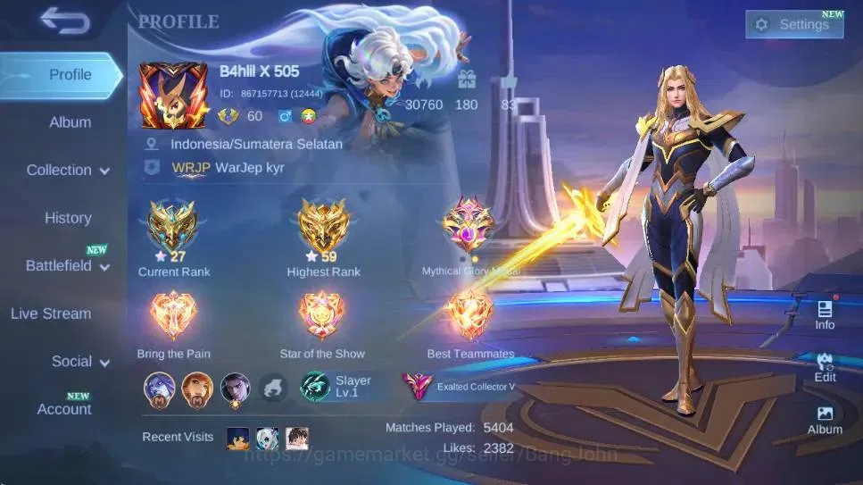 Mobile Legends: Bang Bang Accounts Global|Skin 252|Exalted|Dawning Lancelot,Aspirants image 20