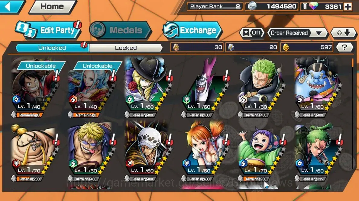 One Piece Bounty Rush Accounts Global| Starter |Ready Gacha 3,3K Rainbow Diamond| image 3