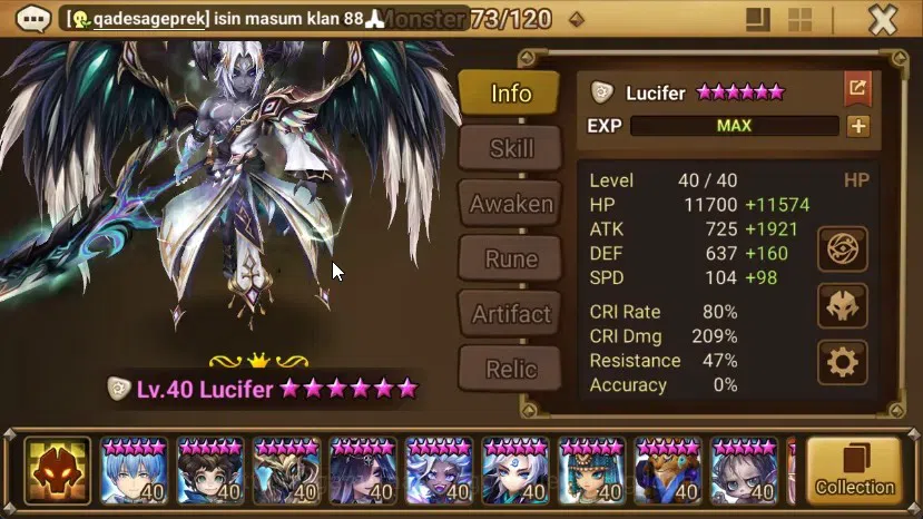 Summoners War: Sky Arena Accounts End-Game ASIA|Lv100|1 LD (Lucifer with SKIN) 51 NB5 (Leo,Teshar,Liam,Lamiella,Zaiross 1