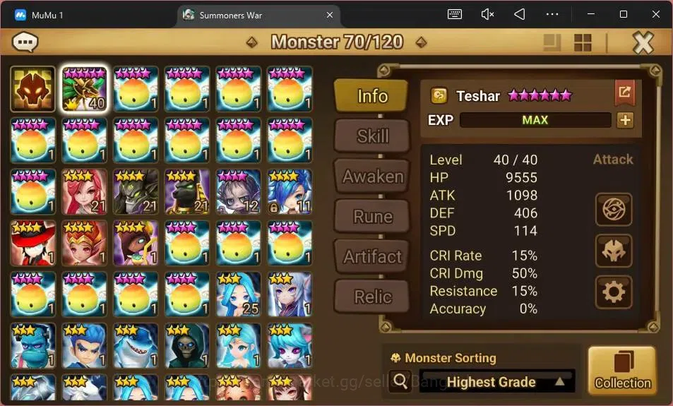 Summoners War: Sky Arena Accounts GLOBAL | NB 5 TESHAR,Starter Gacha 115 12Y+160 11Y image 2