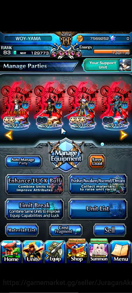 Grand Summoners Accounts Mid-Game Global|Rank 83|27 Ascend |[WH fen,Fabricator,Cestina]+TW  Houka,Isliid 3