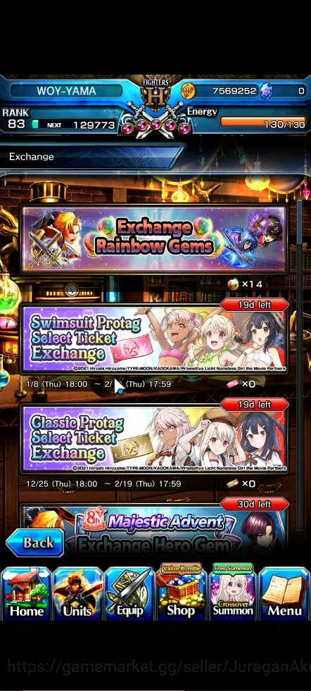 Grand Summoners Accounts Mid-Game Global|Rank 83|27 Ascend |[WH fen,Fabricator,Cestina]+TW  Houka,Isliid 7