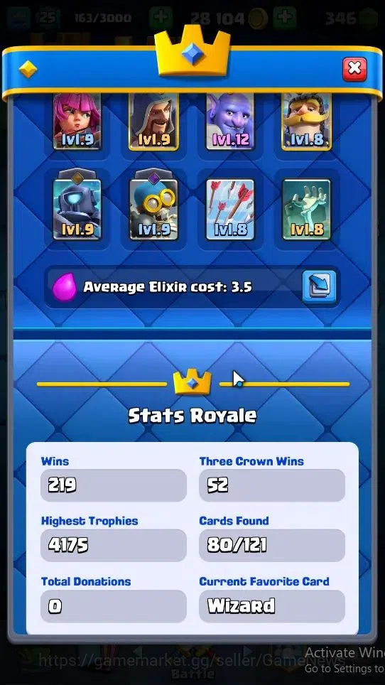 Clash Royale Accounts Midgame Lv 25|KTL 9|Trophy 4118|Card 80/121|2 Hero 1 EVO 4 Legendary 23 Epic 28 Rare 29 Common|2 3