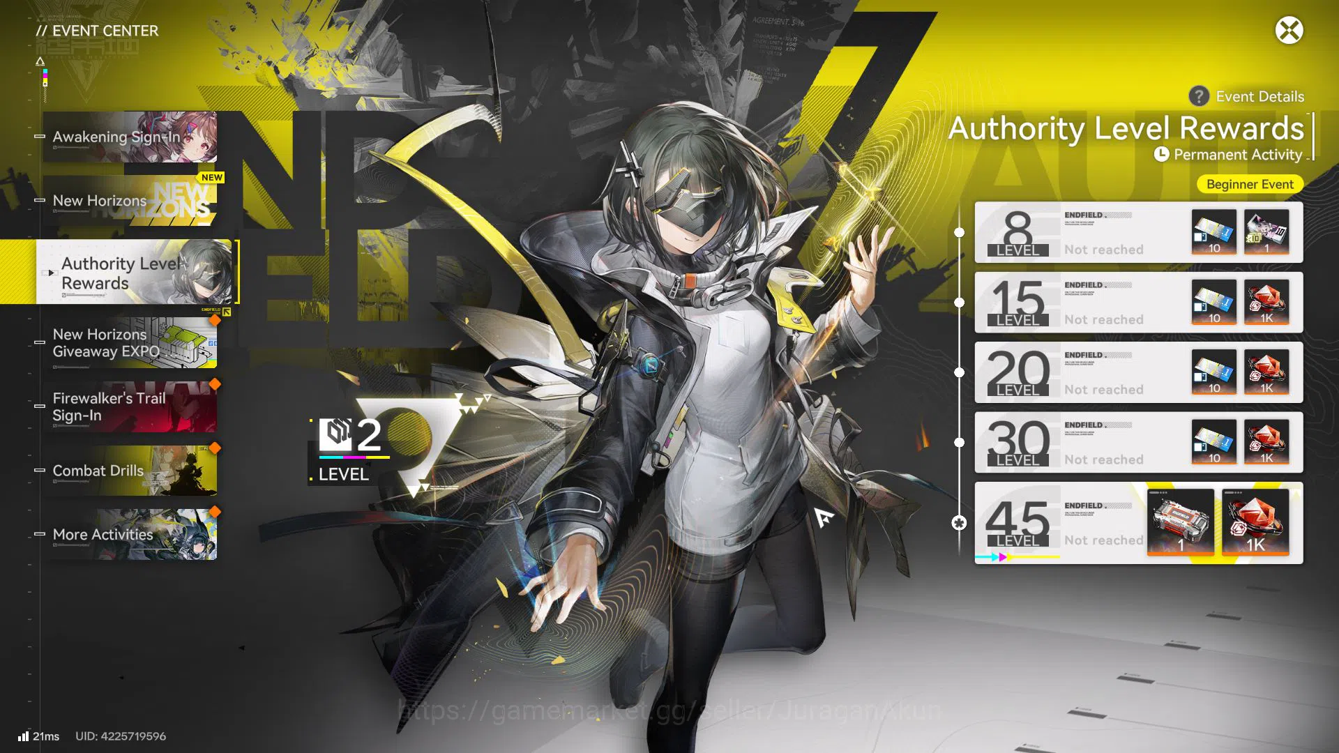 Arknights: Endfield Accounts Asia Lv 2 Day 1 | Fresh Starter Laevatain + 6SR Character + W6 White Night Nova|GrypLink|Take 4