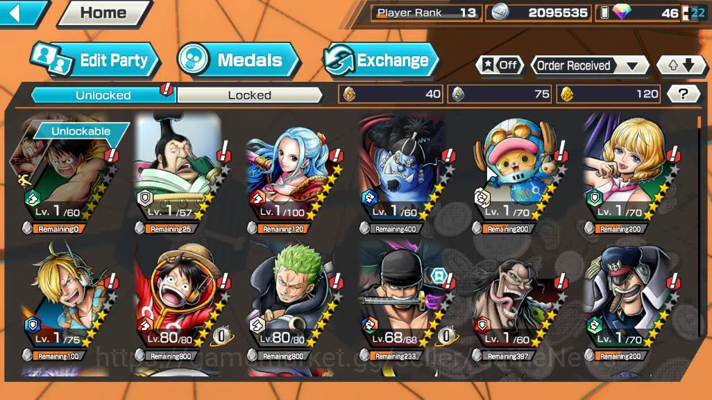 One Piece Bounty Rush Accounts Starter Global|5 EX|Blackbeard Kuzan,Raid on Onighashima roronoa Zoro,NaviHQ 6
