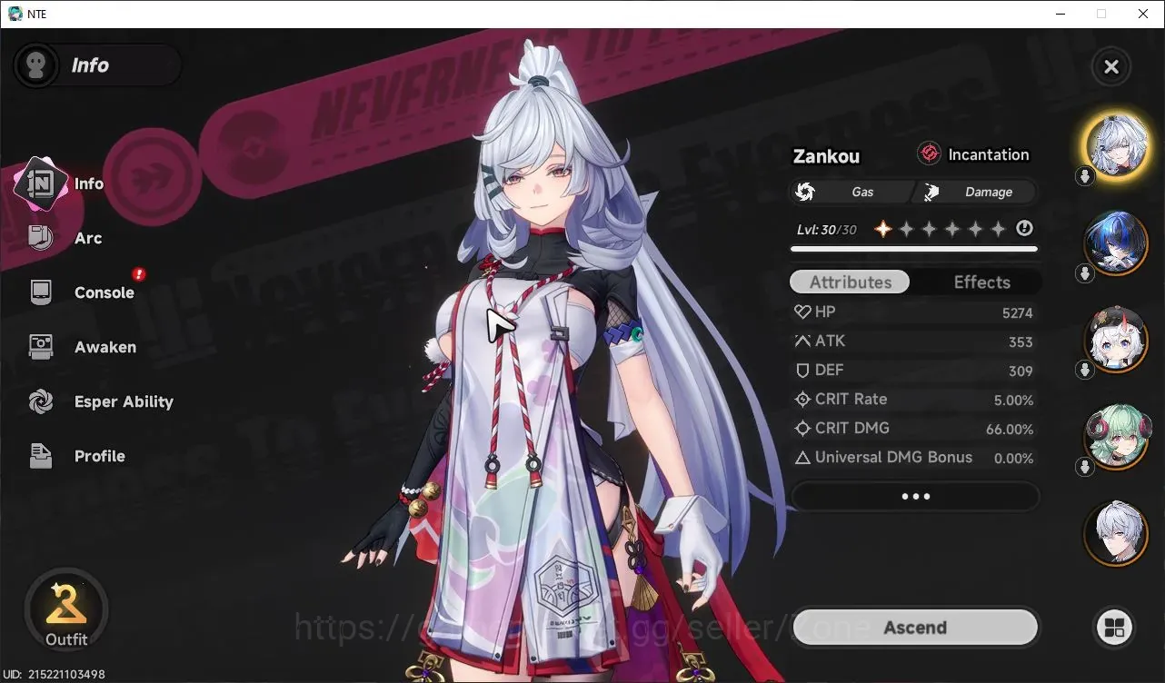 Neverness to Everness Accounts SEA|Starter HL15|2Limit(Zankou,Iroi)+Sakiri,Daffodil|MC Male|TakeMail Check SS NTE807Z 1