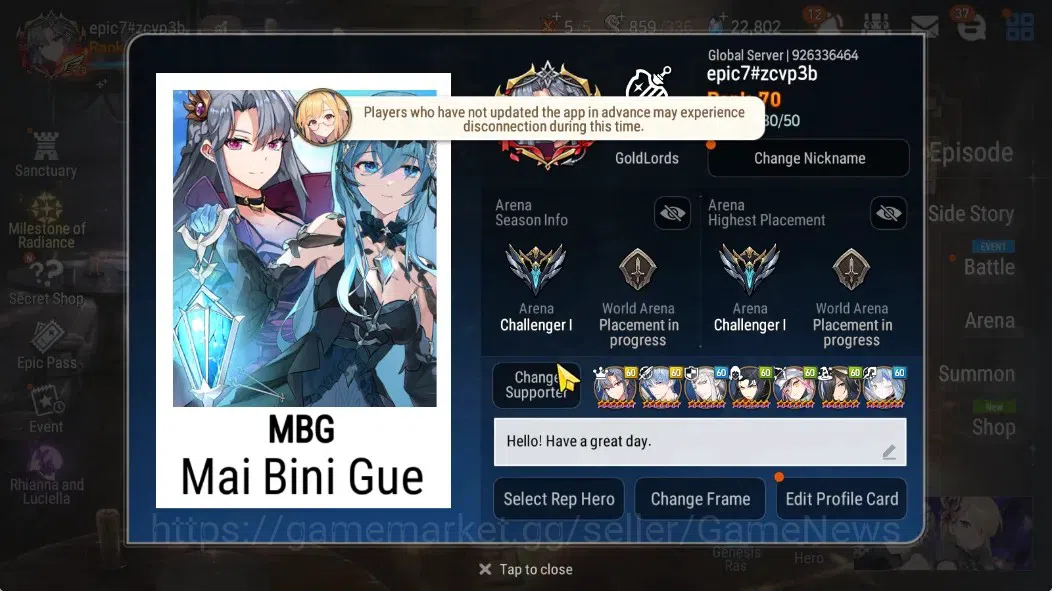 Epic Seven Accounts GLOBAL Unverif|New Era|11 ML(NM Luna,Straze,SP Pol image 2