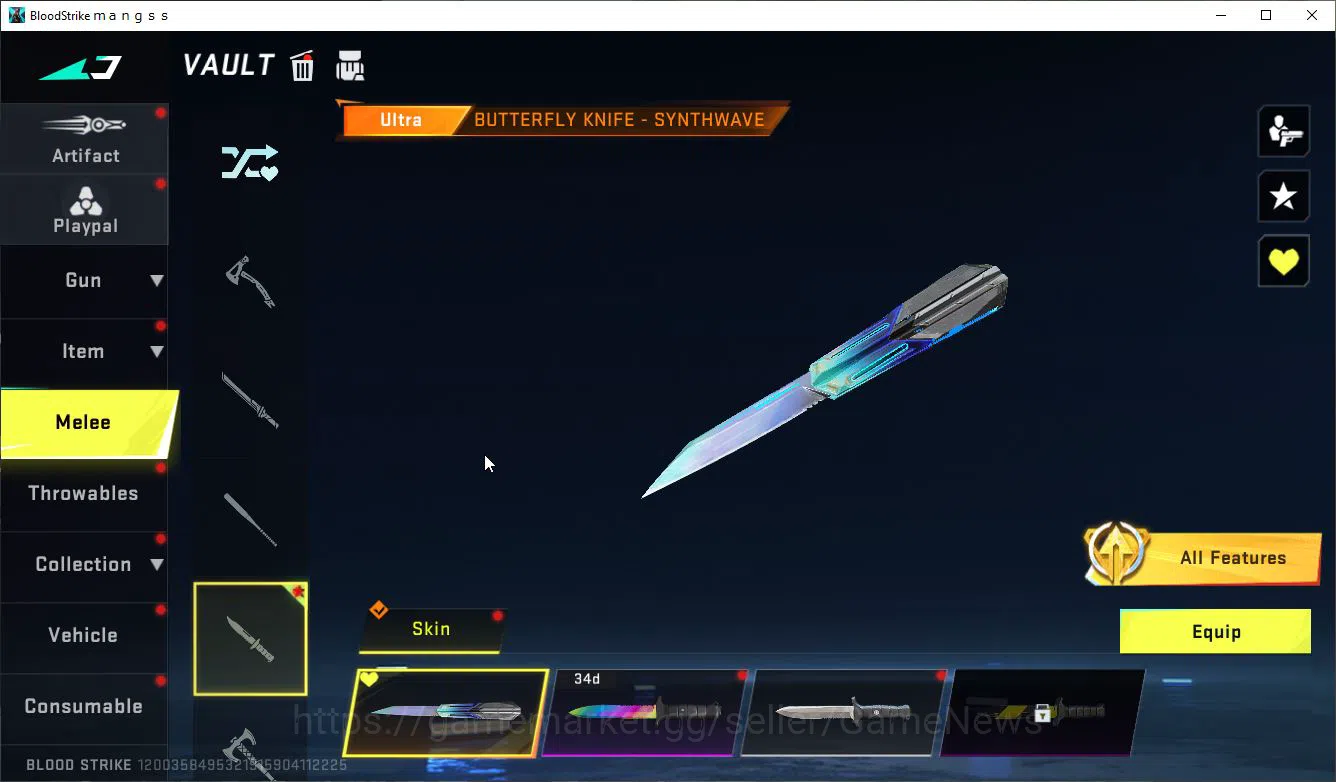 Blood Strike Accounts High-End ASIA|Artifact EVO-Pivot|MELEE BF Knife|9 ULTRA[Hank,Emma,Glock,Spear,Etc]|Collab BLEACH 10