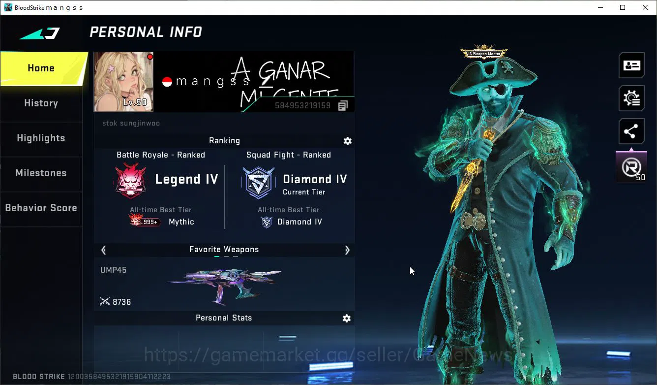 Blood Strike Accounts High-End ASIA|Artifact EVO-Pivot|MELEE BF Knife|9 ULTRA[Hank,Emma,Glock,Spear,Etc]|Collab BLEACH 2