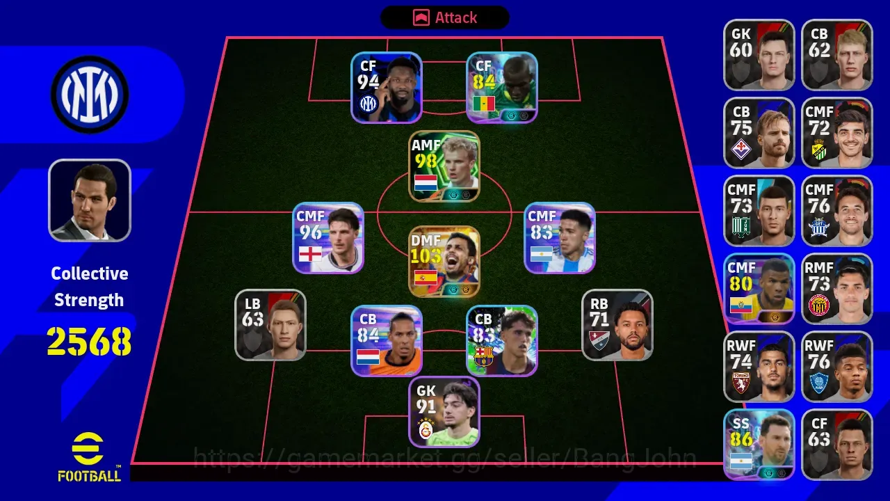 eFootball Accounts Legends & Iconic Players Mobile |PW 2568|BIGT Rodri,Epic Bergkamp,Shwt Messi|Coach DamiaGranero| EFB4099B 1