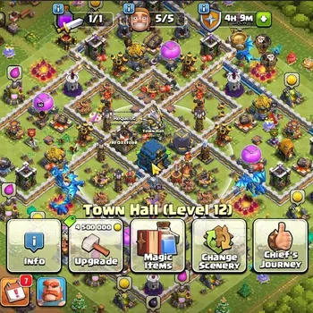 Clash of Clans Accounts High-End TH 12-BH 9|Limited Skin|LV 124|HH 6|BK 50,AQ 51,GW 21,MP 22|BM 13|569 Gem|CN OFF|Free