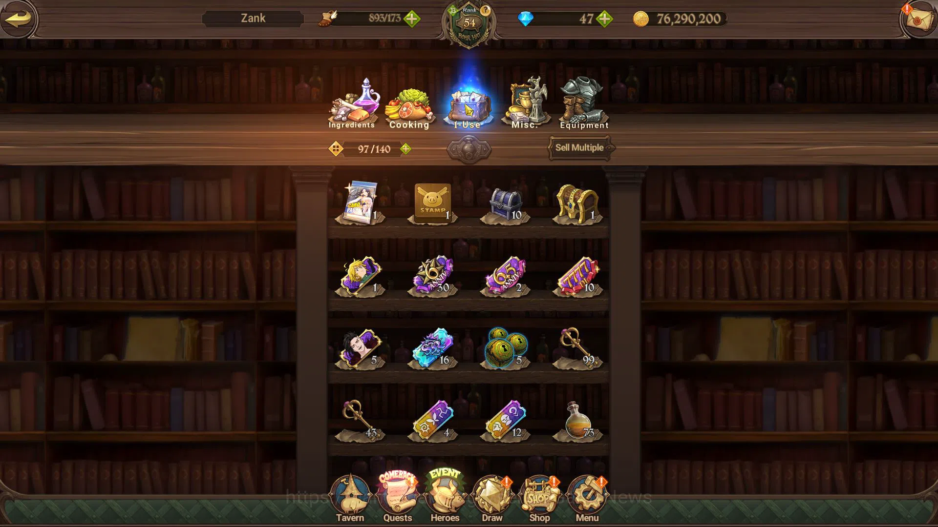 The Seven Deadly Sins: Grand Cross Accounts Midgame Asia|1,2M CC|1 LR+8 UR|Elizabeth,Nightmare 16