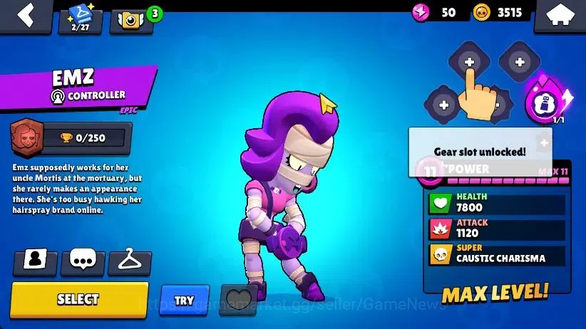 Brawl Stars Accounts 1004 Trophy|18 Brawlers 3 Max Lvl [EMZ,Edgar,Shelly]|1 Epic Skins [Stellar Shelly]|CN ON|Take 12