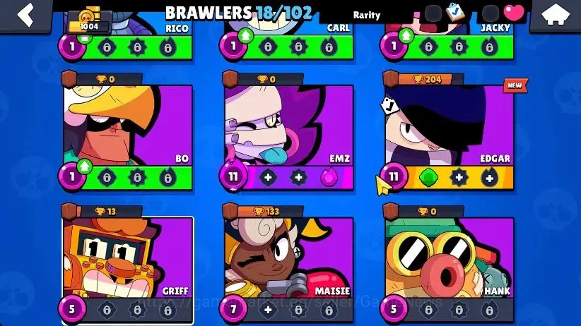 Brawl Stars Accounts 1004 Trophy|18 Brawlers 3 Max Lvl [EMZ,Edgar,Shelly]|1 Epic Skins [Stellar Shelly]|CN ON|Take 4