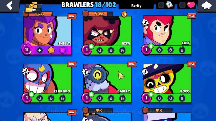 Brawl Stars Accounts 1004 Trophy|18 Brawlers 3 Max Lvl [EMZ,Edgar,Shelly]|1 Epic Skins [Stellar Shelly]|CN ON|Take 6