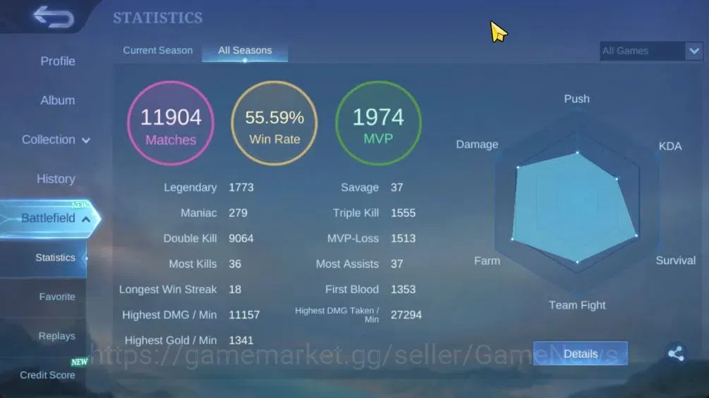 Mobile Legends: Bang Bang Accounts Hero 132|Skin 455|High Imo 106|Legend Lunox,KOF[Gu image 3
