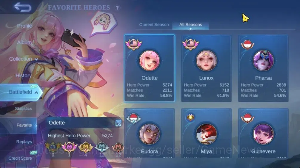 Mobile Legends: Bang Bang Accounts Hero 132|Skin 455|High Imo 106|Legend Lunox,KOF[Gu image 4