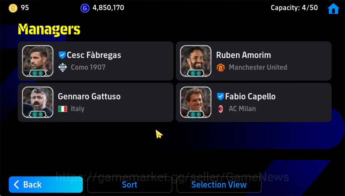 eFootball Accounts Mid-Tier Mobile|Cristian Vieri(Blitz Curler,Phenom Finish),Marcus Rashford(Acc Burst),Frank 4