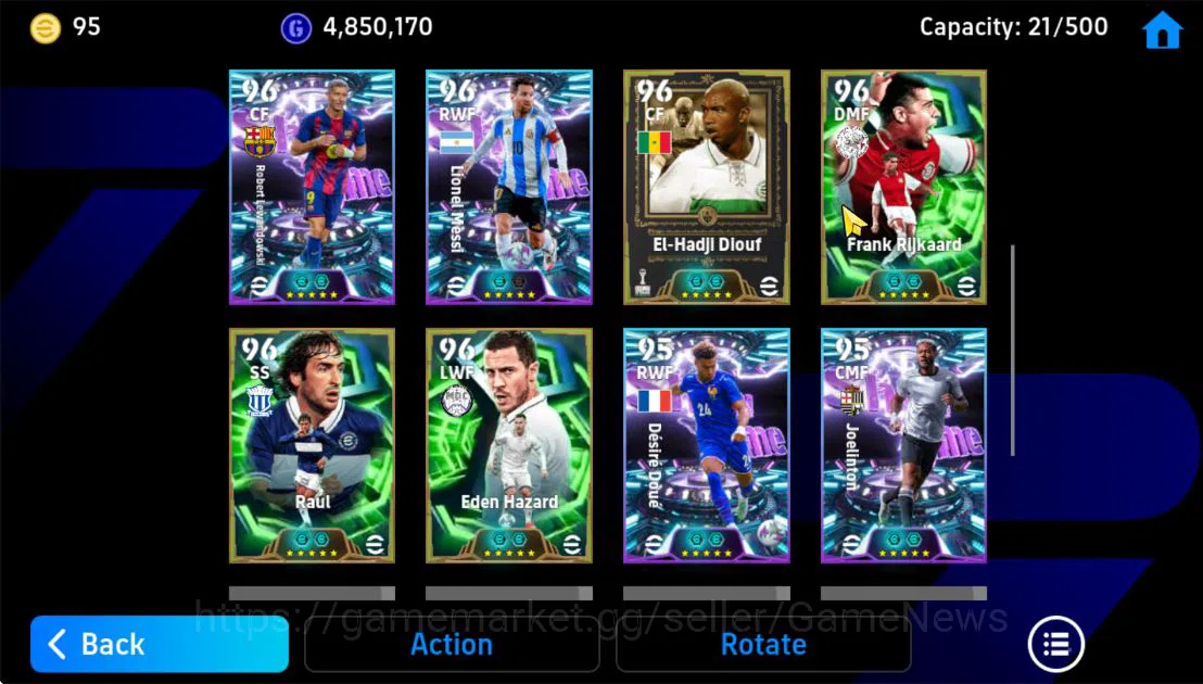 eFootball Accounts Mid-Tier Mobile|Cristian Vieri(Blitz Curler,Phenom Finish),Marcus Rashford(Acc Burst),Frank 6