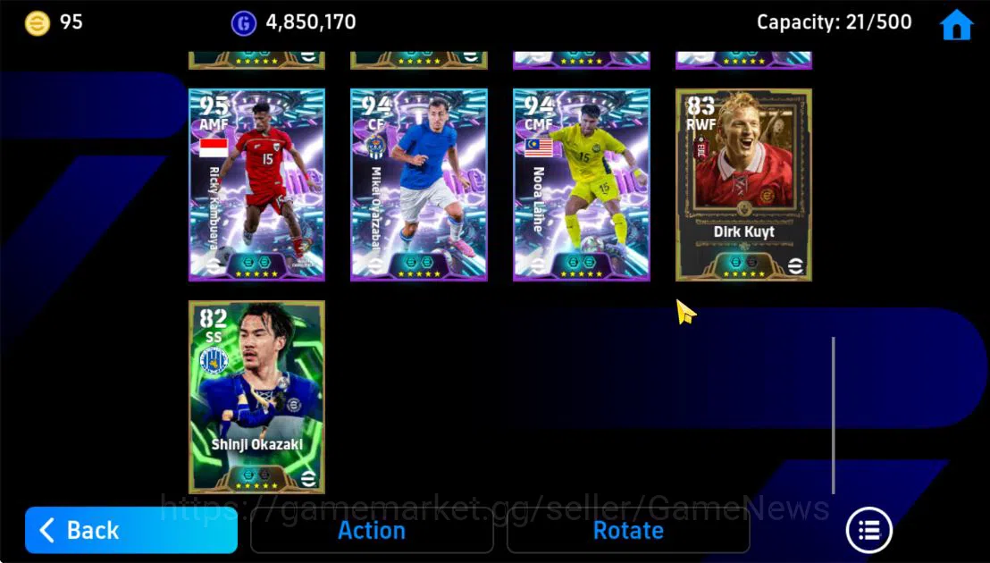 eFootball Accounts Mid-Tier Mobile|Cristian Vieri(Blitz Curler,Phenom Finish),Marcus Rashford(Acc Burst),Frank 7