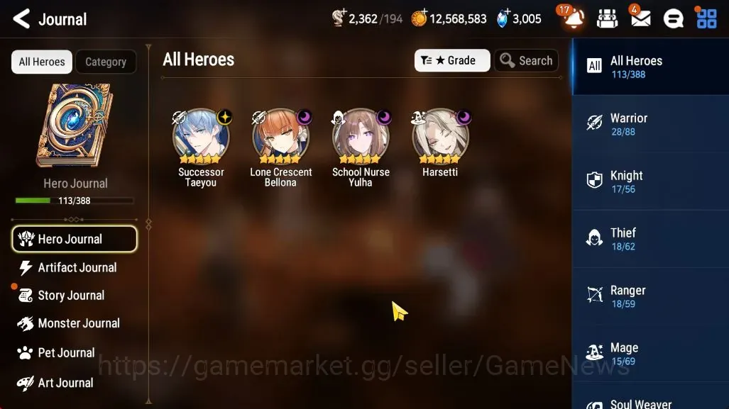 Epic Seven Accounts High-End Global UnVerif|NewEra|4 ML(Har Setti,SN Yulha,LC Bellona,etc)+Ivana,A Ludwig,Setsuka,Etc|47K 1