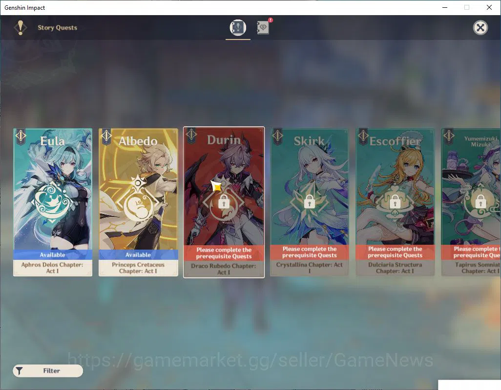 Genshin Impact Accounts Mid Game ASIA |AR 44|3Limited +25(*4Character)|[Flins,Neuvillate,Navia]|MC Female|Low Explore Map 10
