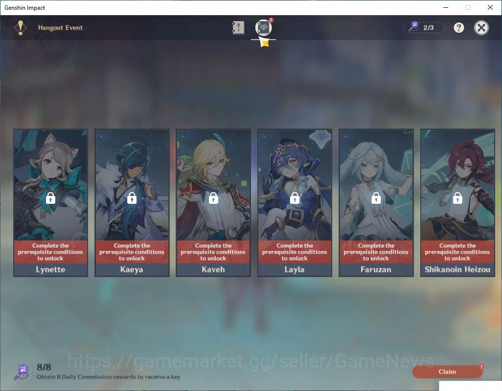 Genshin Impact Accounts Mid Game ASIA |AR 44|3Limited +25(*4Character)|[Flins,Neuvillate,Navia]|MC Female|Low Explore Map 11