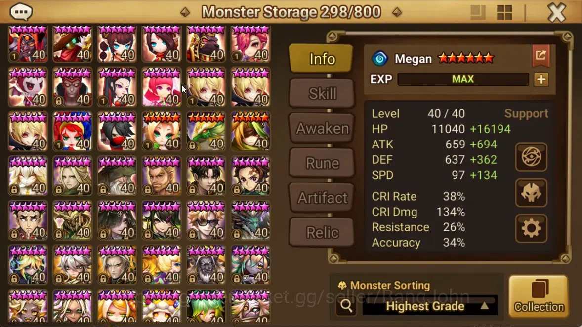 Summoners War: Sky Arena Accounts End-Game ASIA|Lv100 7LND(Lucifer,Kovarci,Shun,Hilda,Giselle,Maya,Gurkha) 137NB5 11