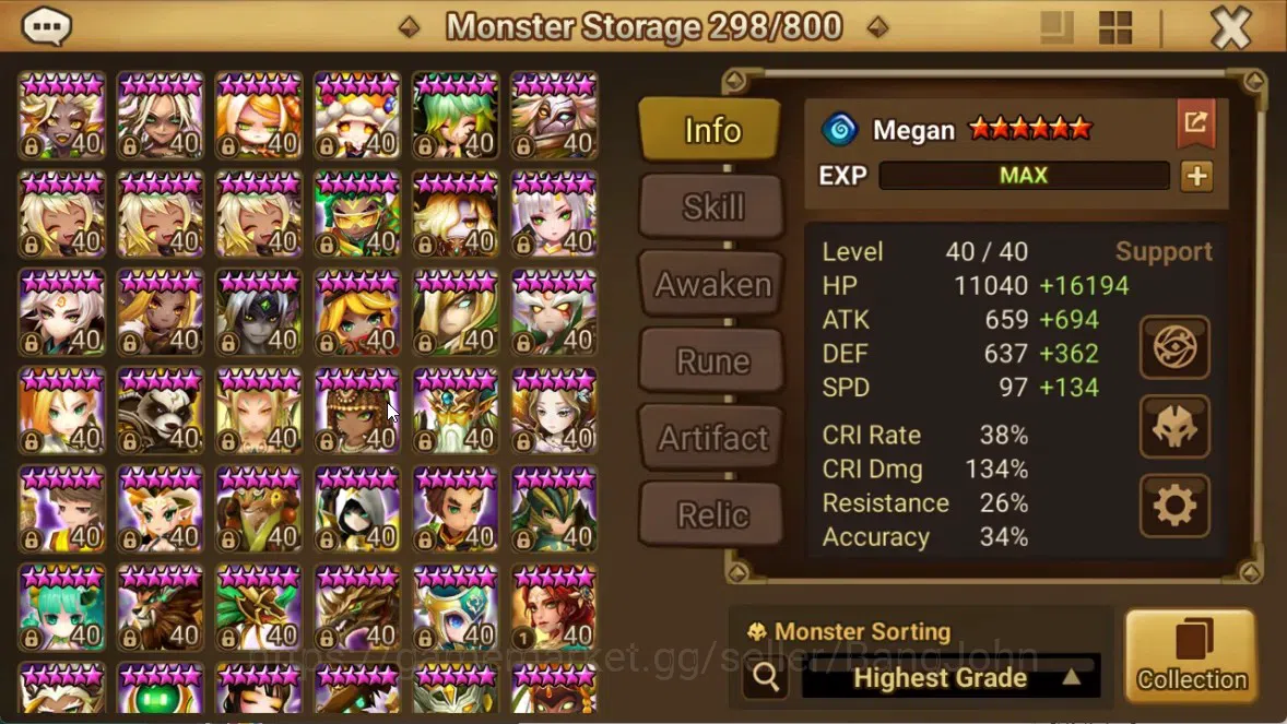 Summoners War: Sky Arena Accounts End-Game ASIA|Lv100 7LND(Lucifer,Kovarci,Shun,Hilda,Giselle,Maya,Gurkha) 137NB5 12
