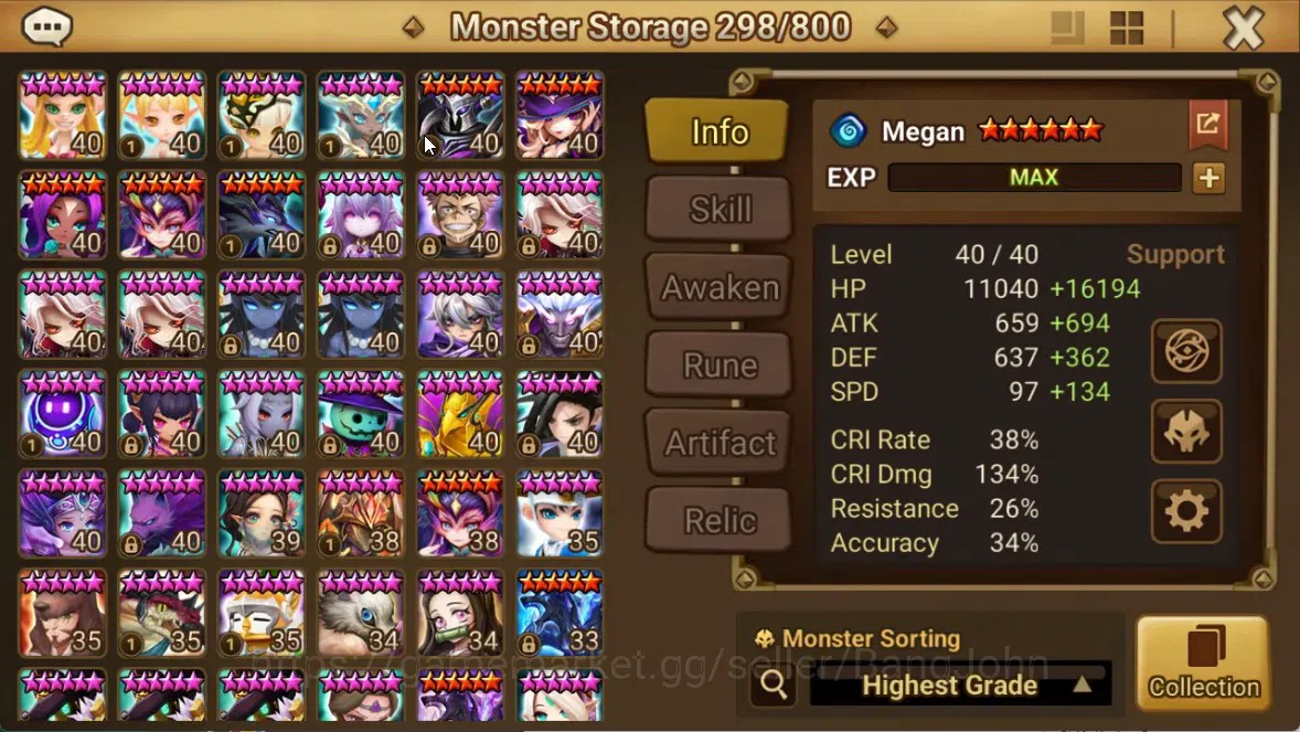 Summoners War: Sky Arena Accounts End-Game ASIA|Lv100 7LND(Lucifer,Kovarci,Shun,Hilda,Giselle,Maya,Gurkha) 137NB5 14