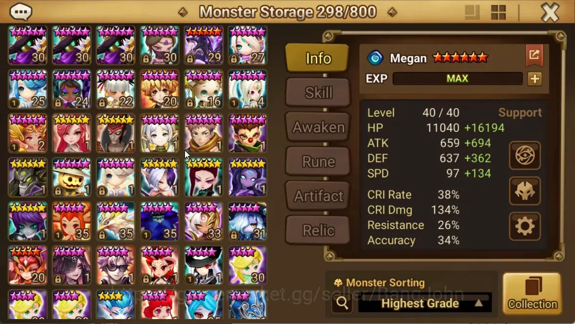 Summoners War: Sky Arena Accounts End-Game ASIA|Lv100 7LND(Lucifer,Kovarci,Shun,Hilda,Giselle,Maya,Gurkha) 137NB5 15