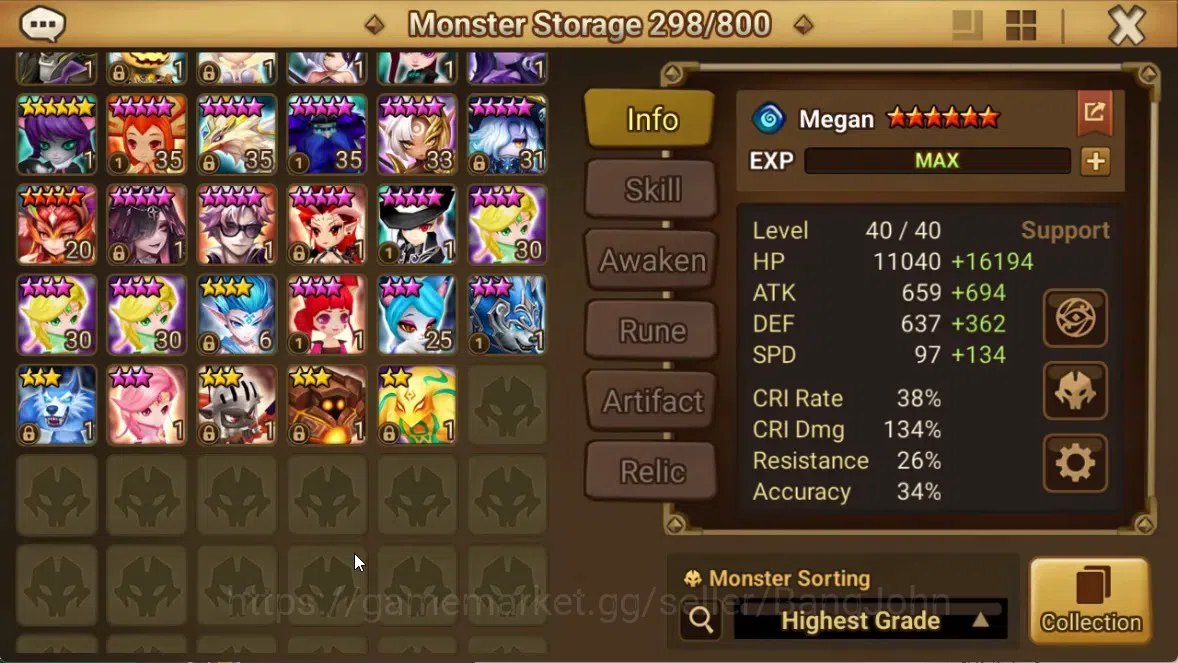 Summoners War: Sky Arena Accounts End-Game ASIA|Lv100 7LND(Lucifer,Kovarci,Shun,Hilda,Giselle,Maya,Gurkha) 137NB5 16