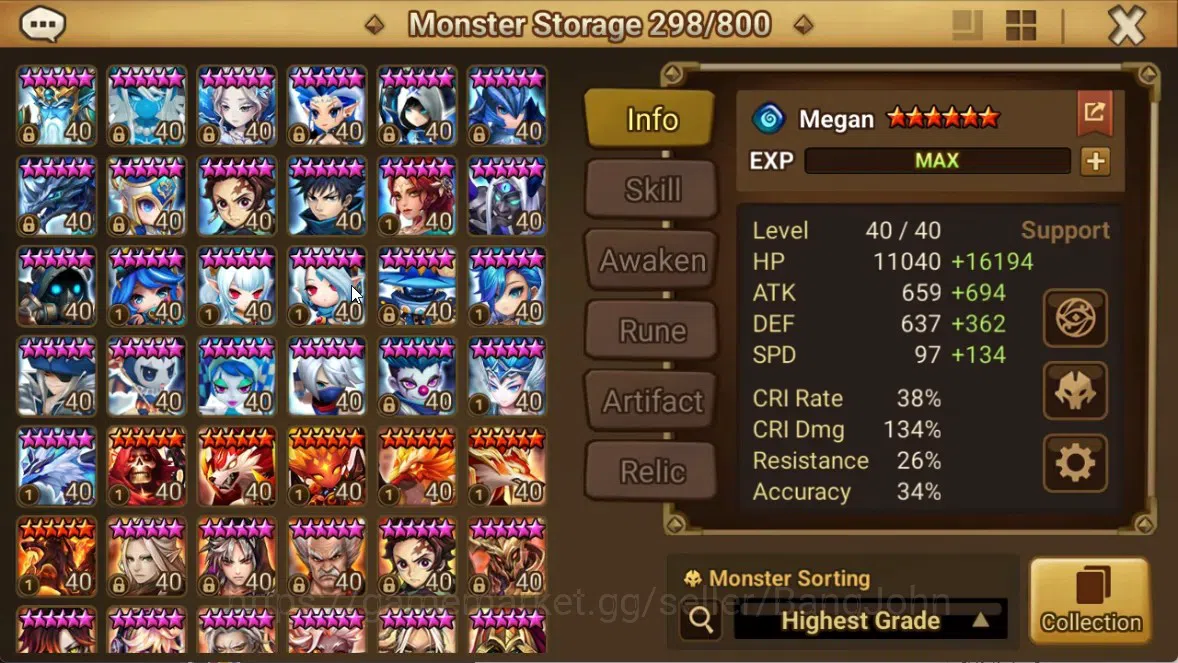 Summoners War: Sky Arena Accounts End-Game ASIA|Lv100 7LND(Lucifer,Kovarci,Shun,Hilda,Giselle,Maya,Gurkha) 137NB5 9
